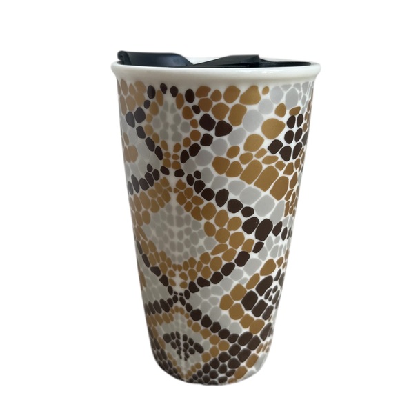 Starbucks Texas Ceramic Tumbler Travel Mug 2015 Snake Skin Pattern With Lid Rare - Picture 3 of 7